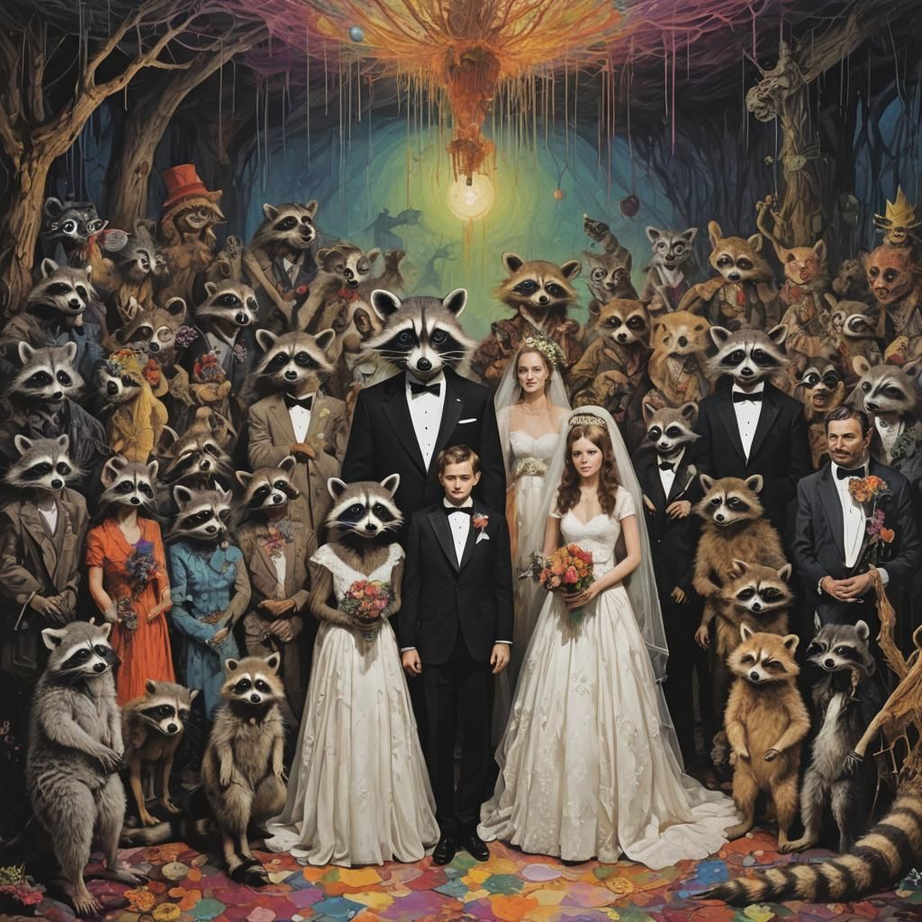 Raccoon Wedding: Psychedelic Sci-Fi Art