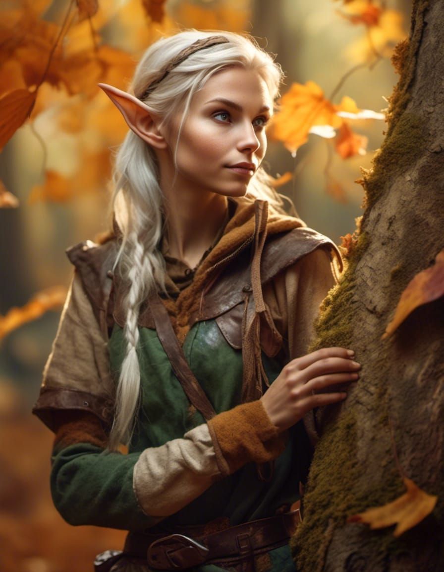 Blonde Elf Scout in Autumn Forest
