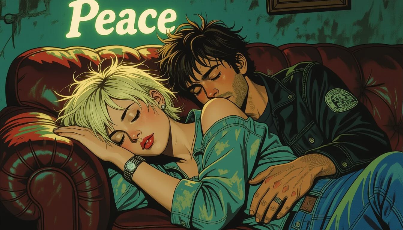 Skater Woman Sleeping, Gritty Surrealism Style