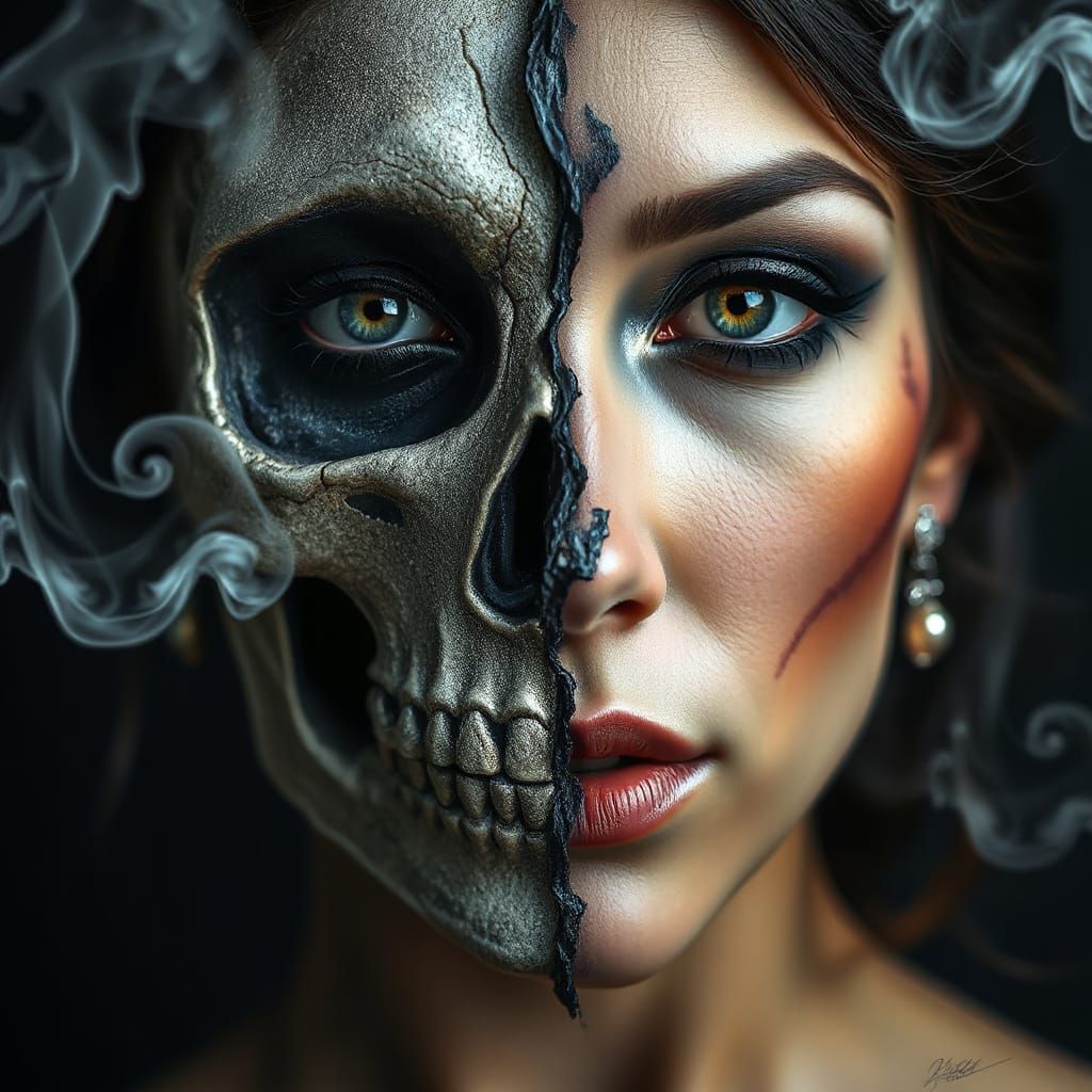 German Goddess Hel: High Relief Trompe L'oeil Portrait