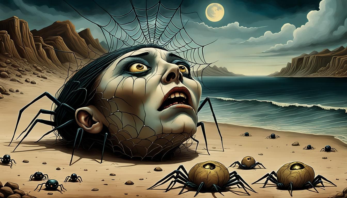 Pagan's Grief: Spiderweb Eyes in Surrealist Style