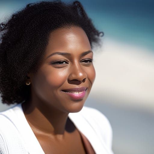 Stunning Black Woman on Beach: Professional Photography