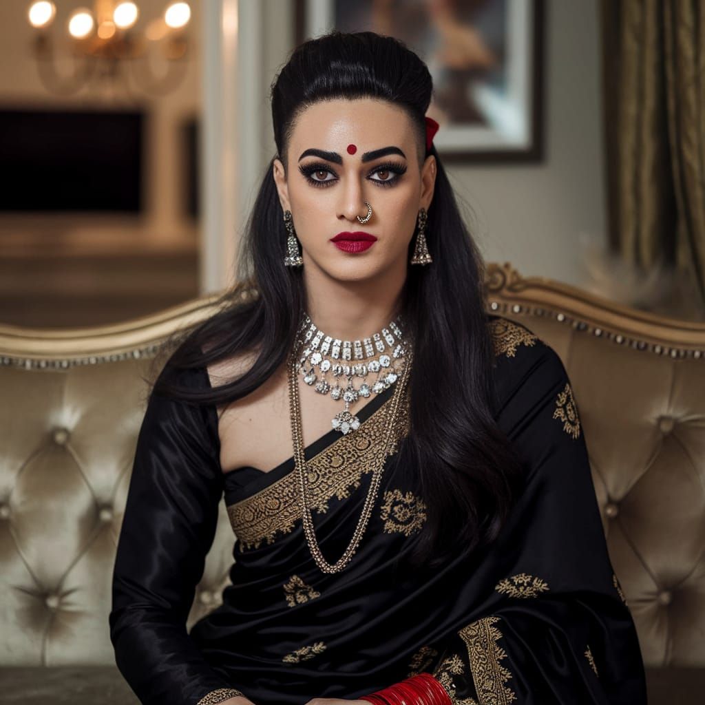 Elegant Indian Androgynous Male in Traditional Attire