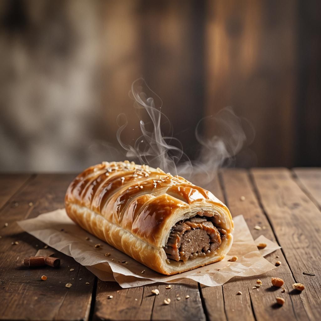 Golden-Brown Sausage Roll Food Photography