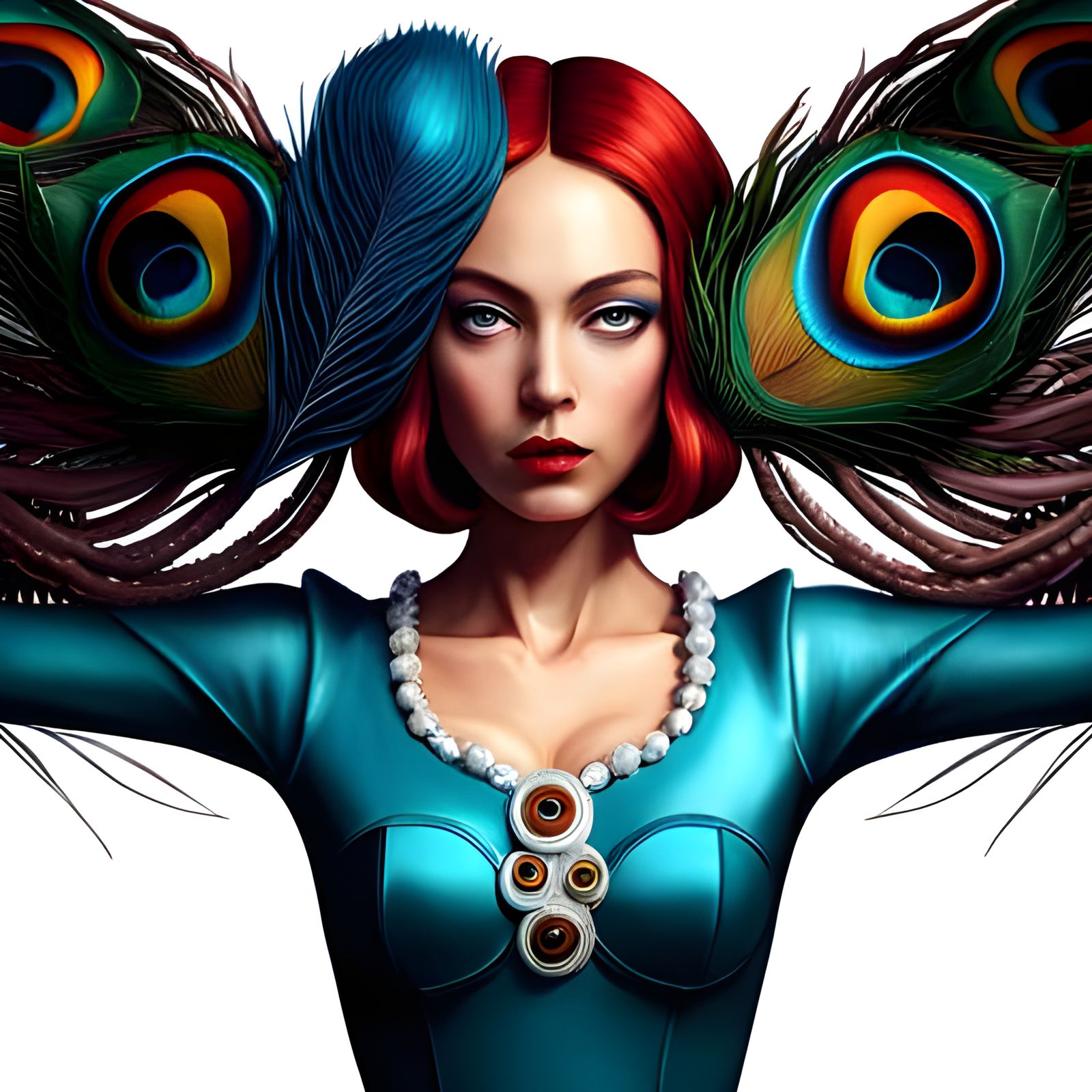 Surreal Octopus-Peacock Hybrid in Pop Art Style