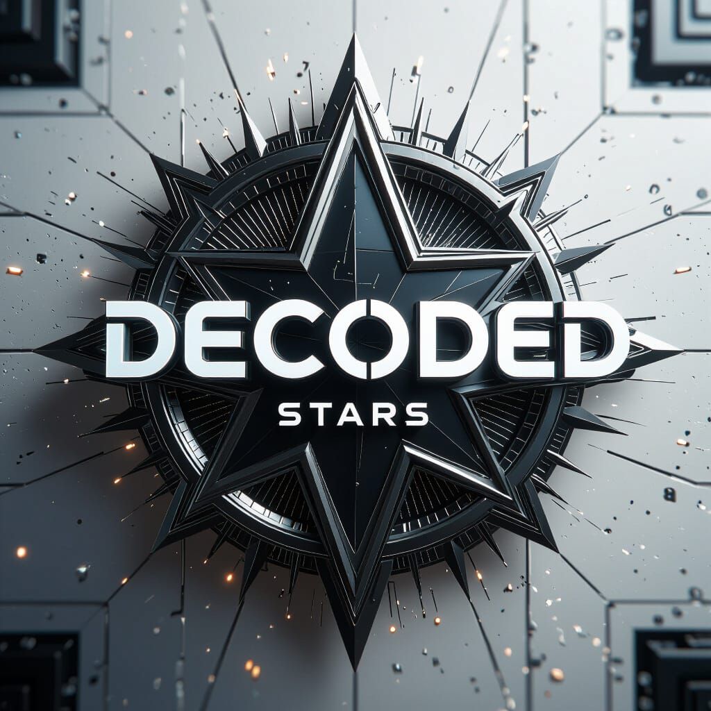 Sleek 3D Logo for DECODED STARS in Futuristic Style