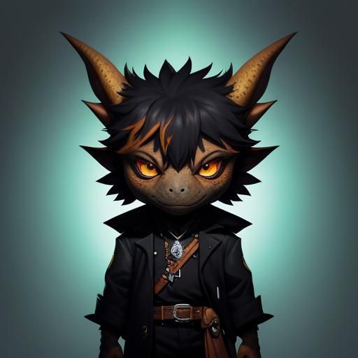 Anime Kobold in Fantasy Town Square