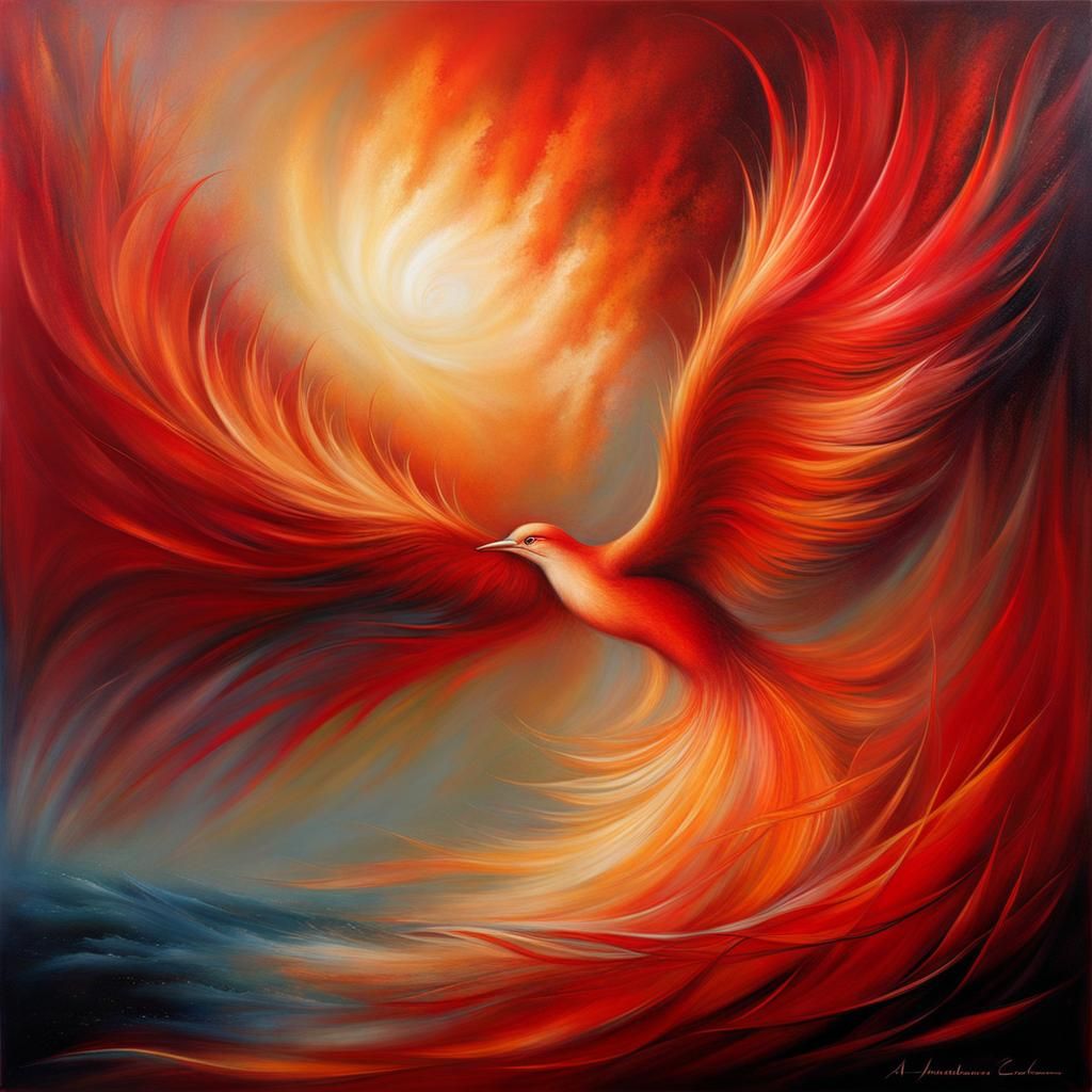 Woman's Inner Phoenix Rising at Dawn