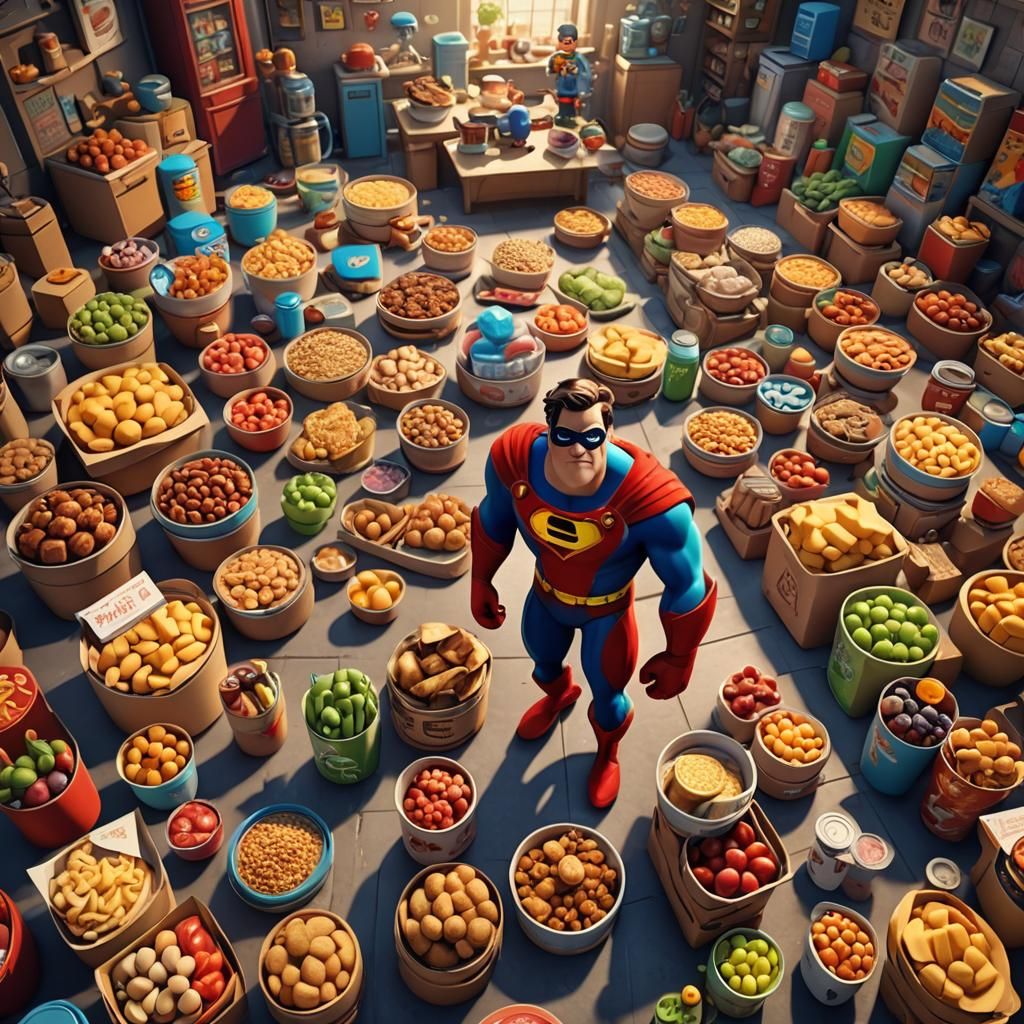 Superhero Market: Pixar-Style 3D Digital Art