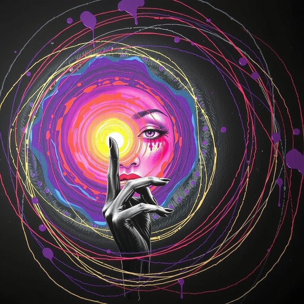 Striking Black and White Portrait of Woman with Crimson Acce...