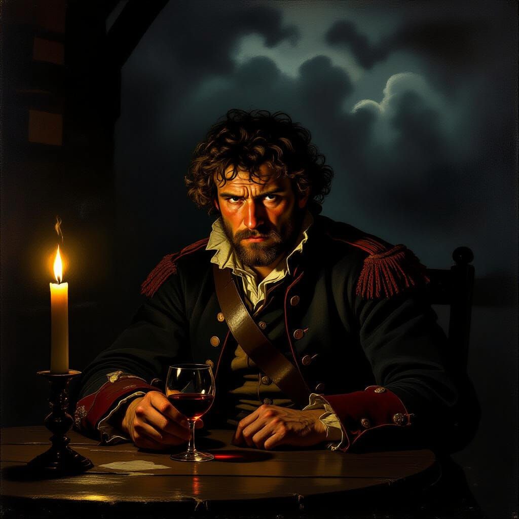 French Revolutionary Soldier in Tavern, Old Master Style