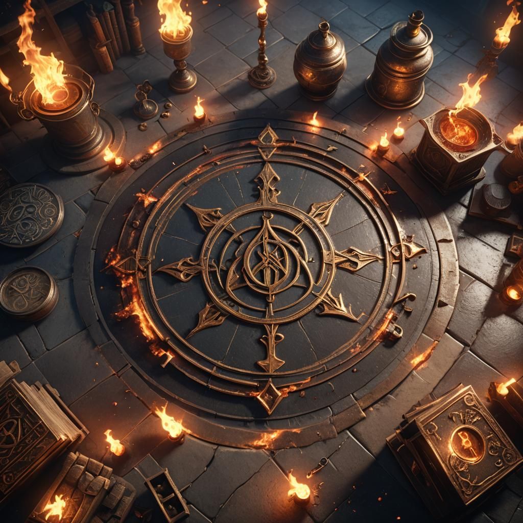 Mystical Laboratory: Alchemical Fire Symbol in 3D