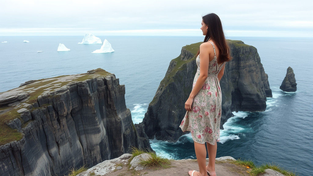 Slavic Woman on Newfoundland Cliffside
