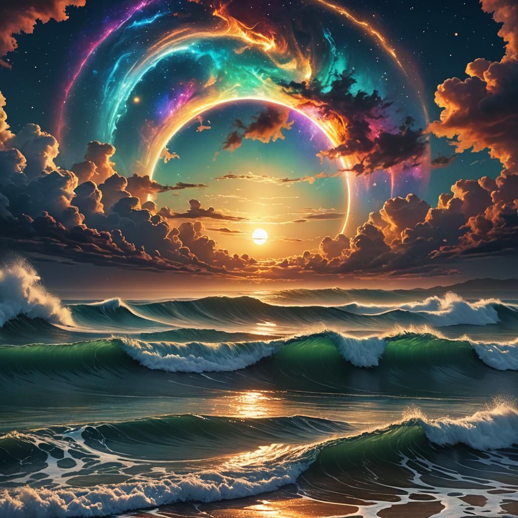 Galactic Ocean: Summer Waves Under Cosmic Skies