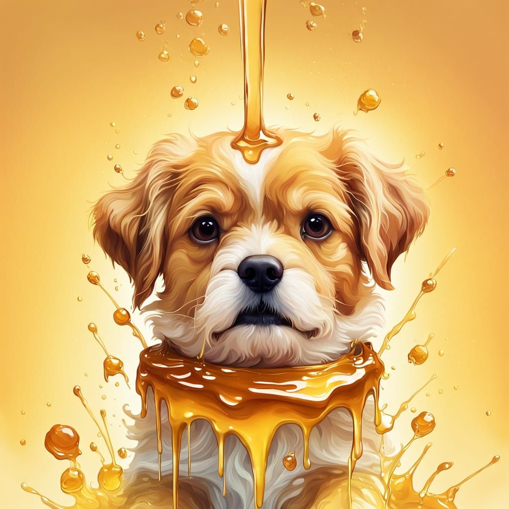 Whimsical Honey Dog Digital Art