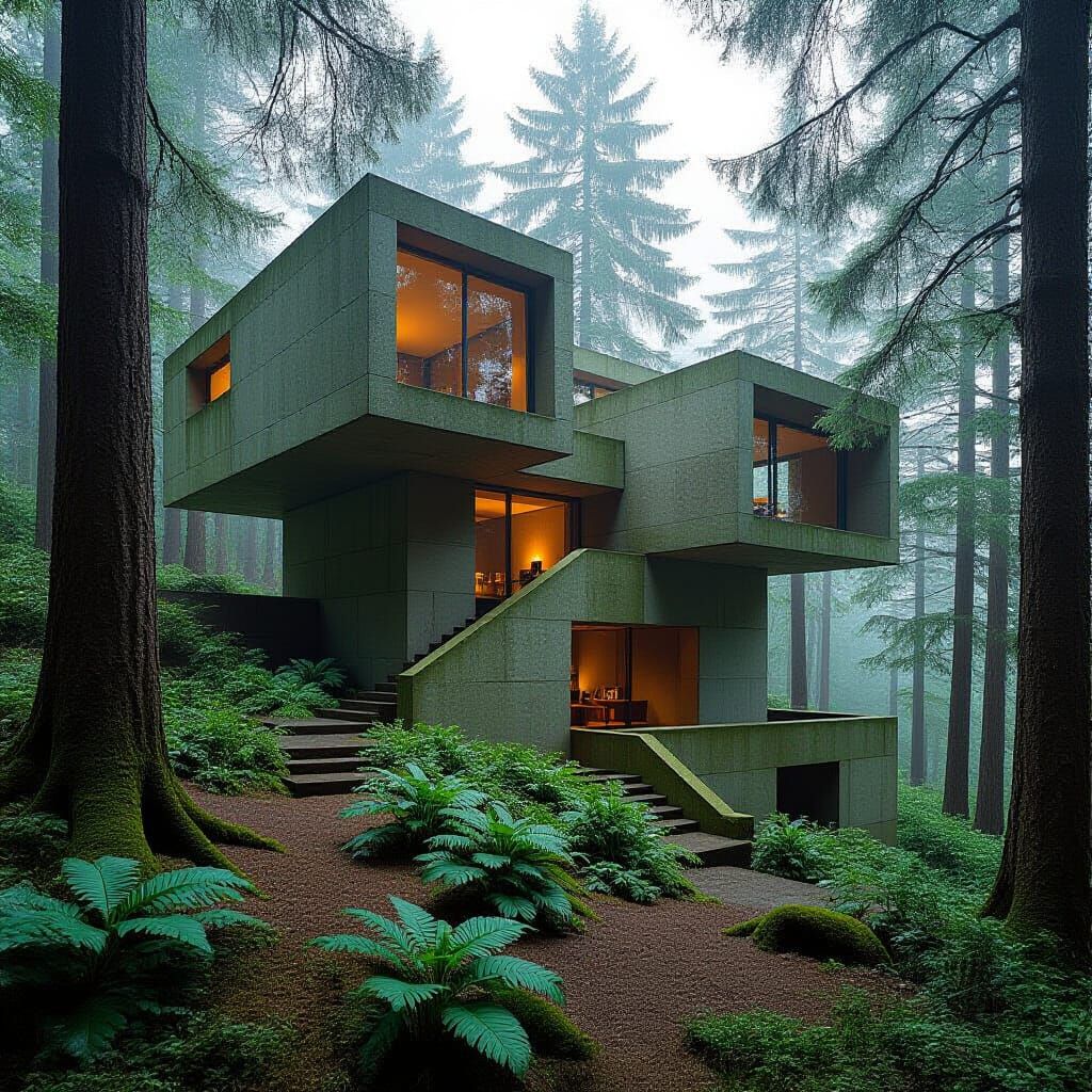 Romantic Forest: Monolithic Sandstone Brutalism