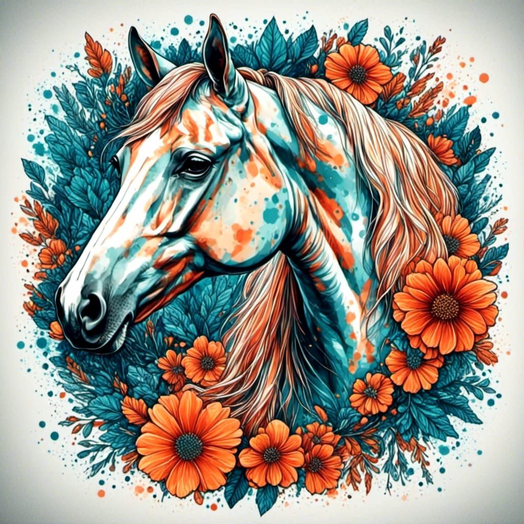 Horse on Tuesday in Screen Print Style