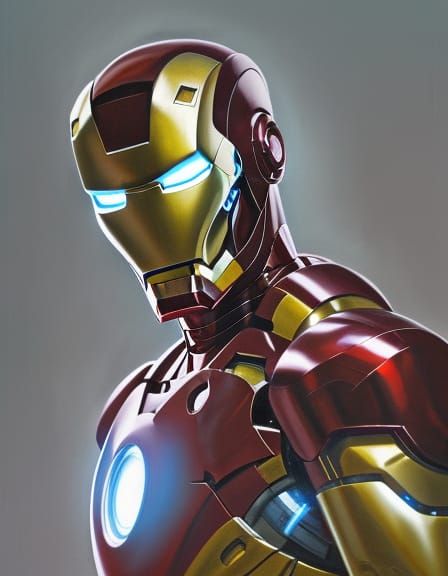 Iron Man Portrait in Hyperdetailed Digital Art Style