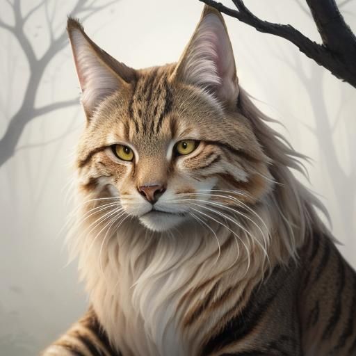 Fantasy Tabaxi Portrait in Watercolor Style