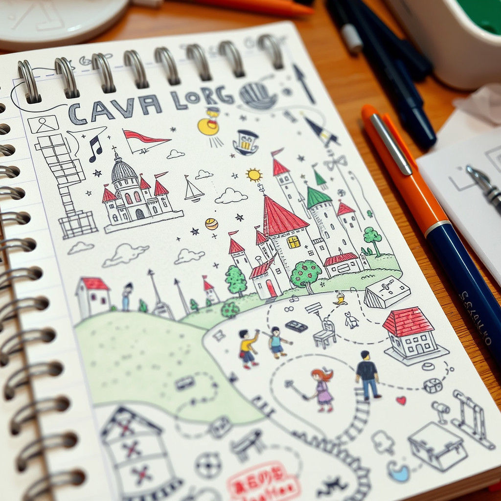 Chaotic Classroom Doodle Scene in Playful Style