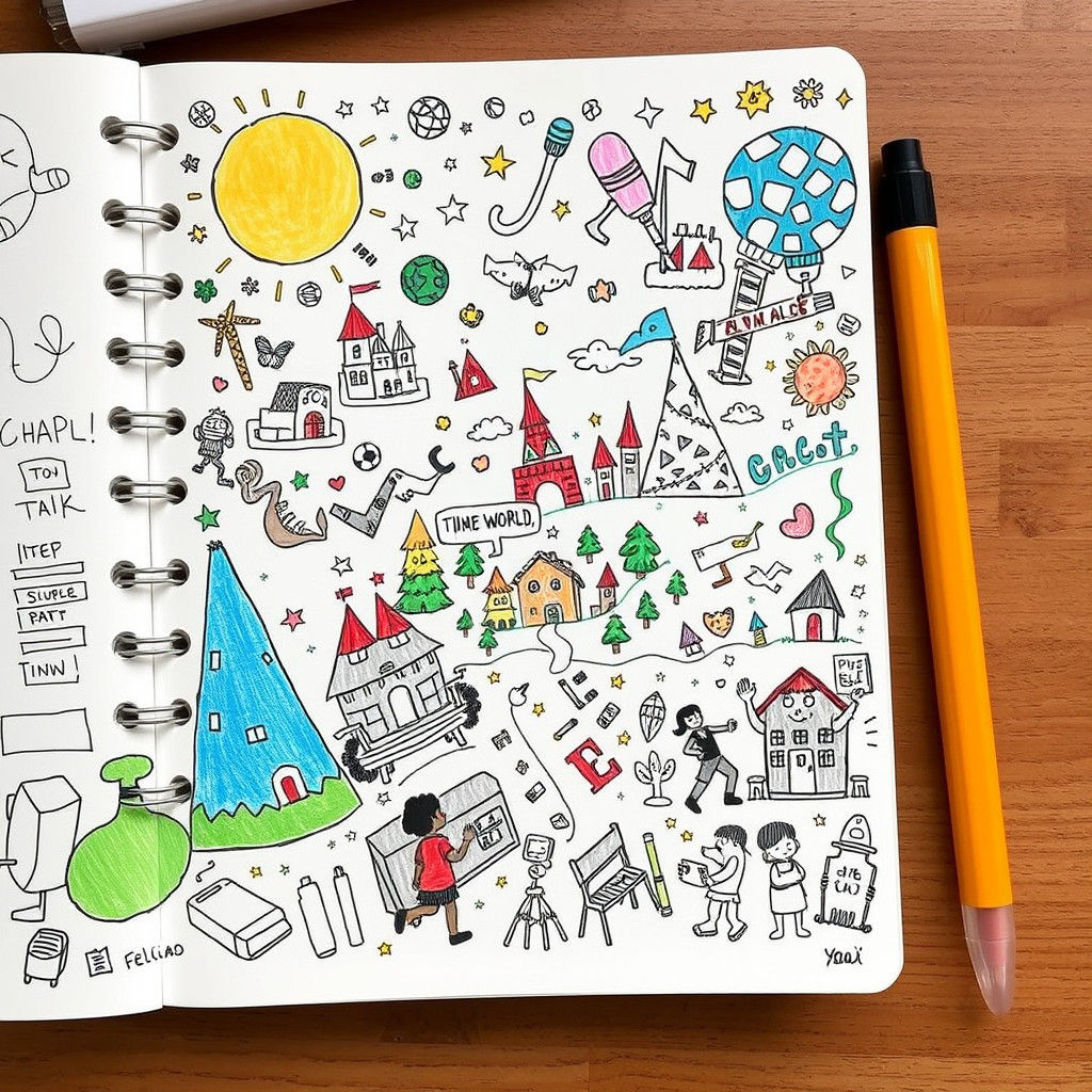 Chaotic Classroom Doodle Scene in Graphic Style