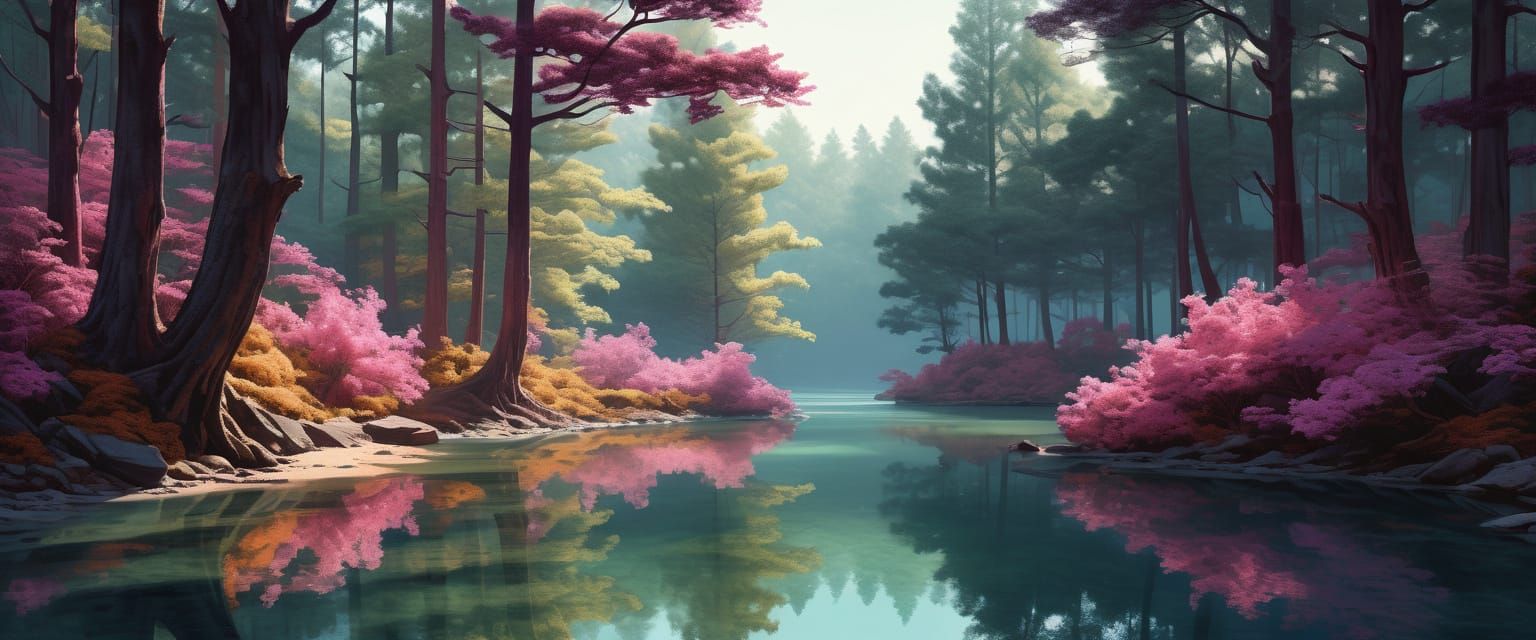 Soulful Journey Through Lush Nature in Retro Comic Style