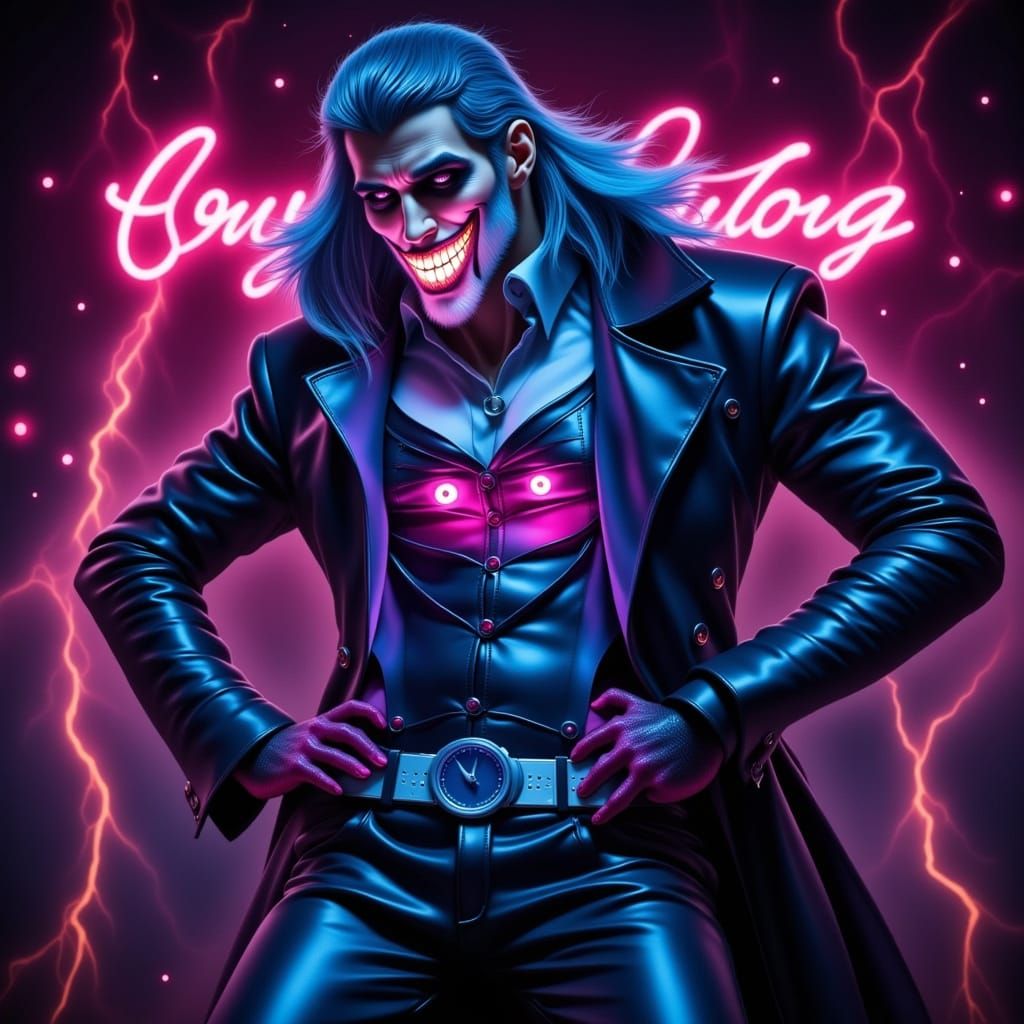 Captivating Neon Futuristic Fiend with Alluring Smile