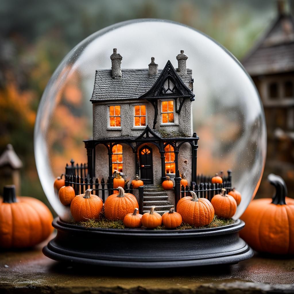 Halloween in a Cotswold Village Snow Globe