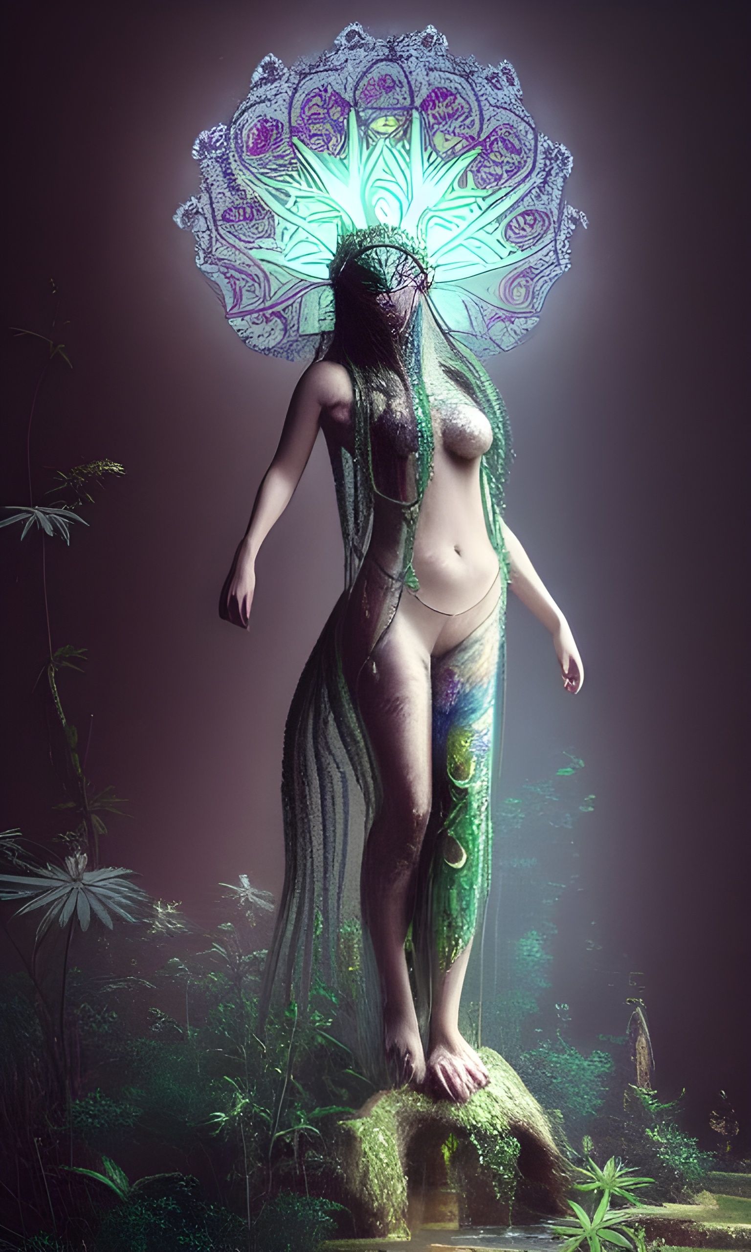 Exquisite Cannabis Goddess: Hyperrealistic Photo Illustratio...