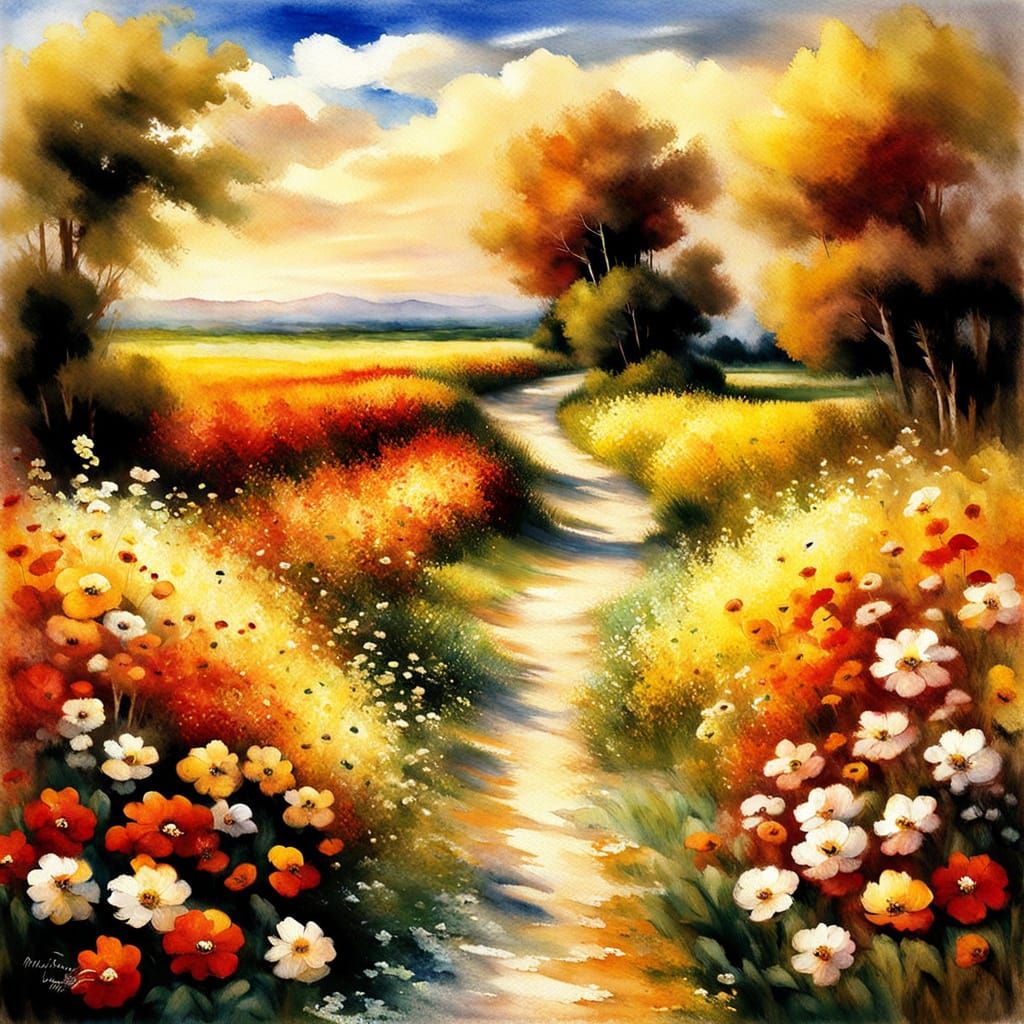 Impressionistic Dream in Soft Watercolor Airbrush