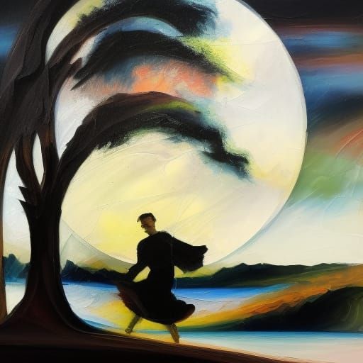 Dancers Beneath Oak: Neo-Impressionist Expressionism