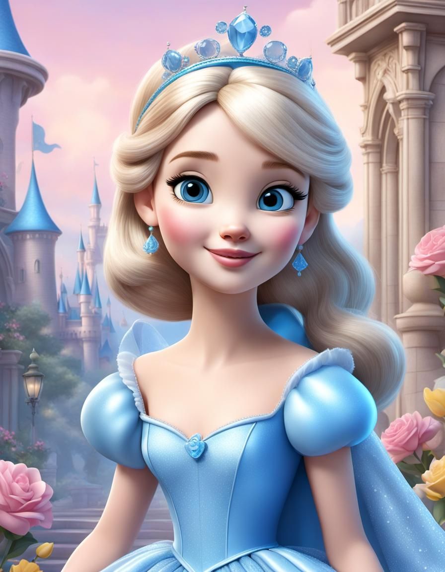 Cute Young Cinderella in Disney Digital Style