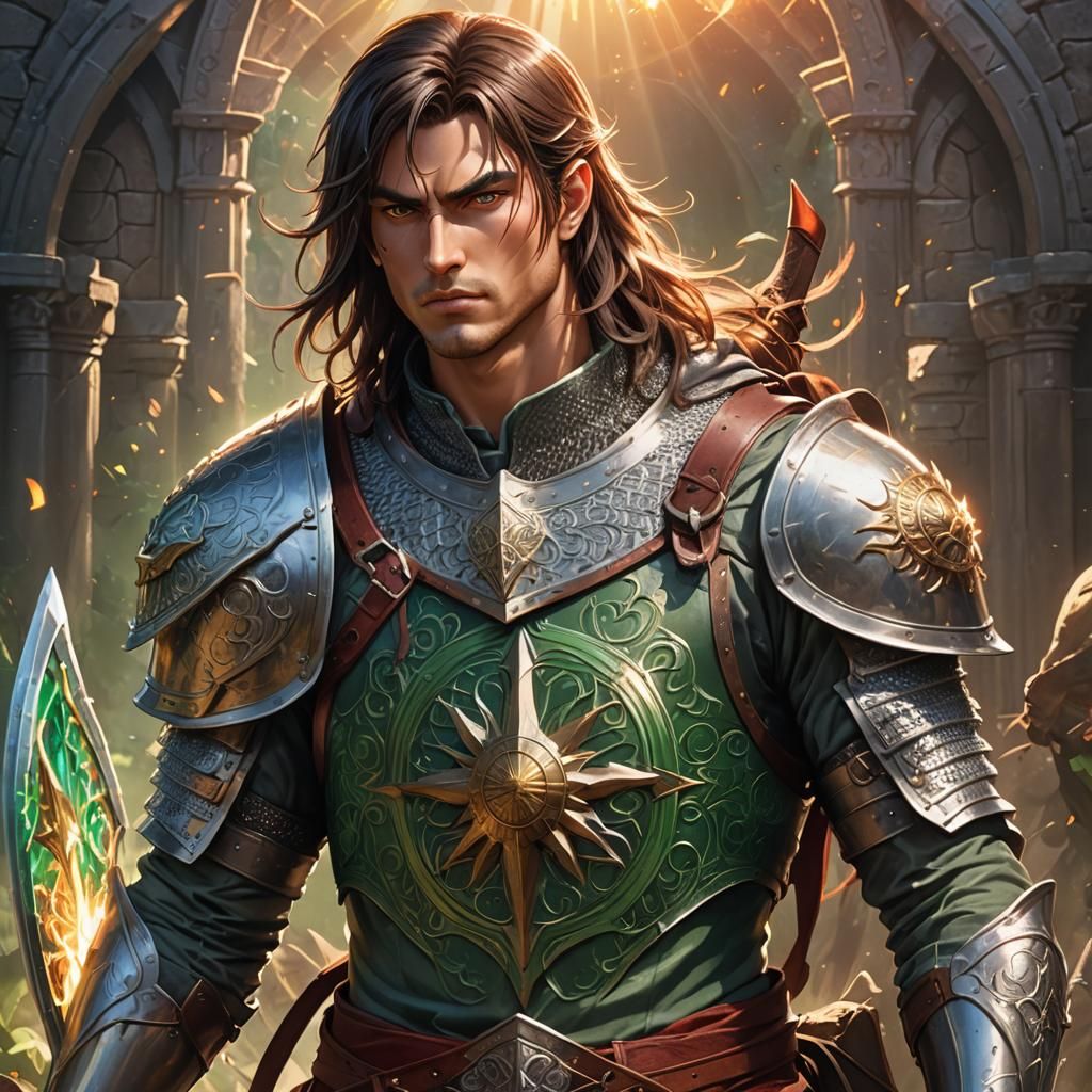 Anime Warrior with Warhammer in Cel-Shaded Style