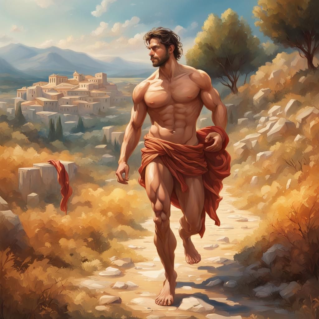Ancient Greek Youths Strolling Through Greece