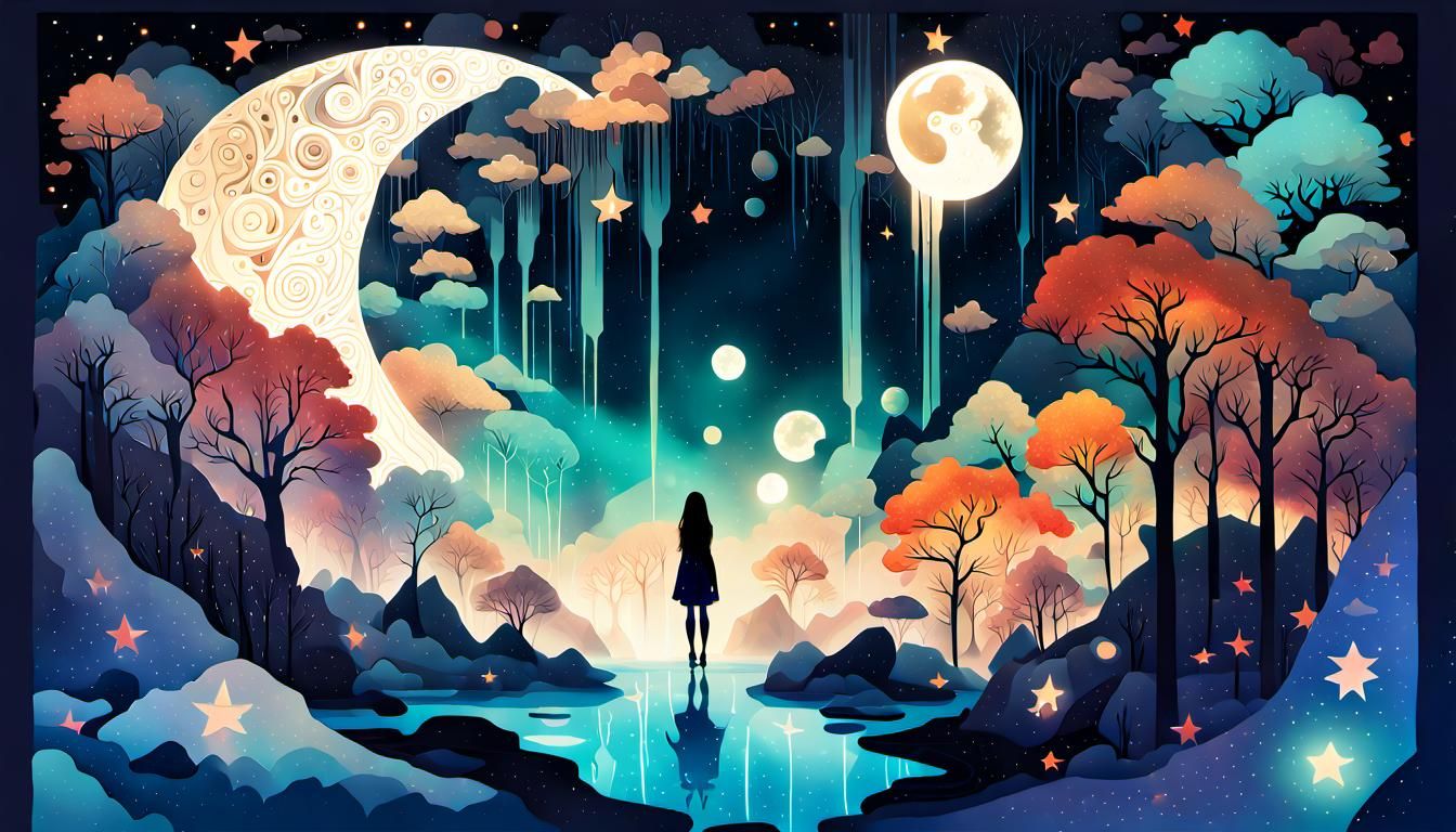Surreal Starry Mindscape in Anime Style