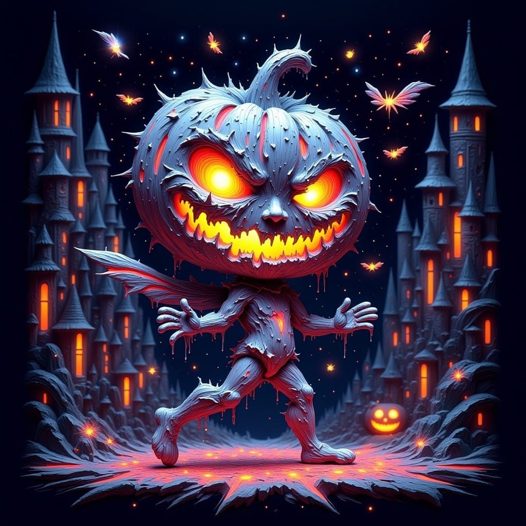 Radioluminescent Chibi Silver Surfer Pumpkin Head in Hallowe...