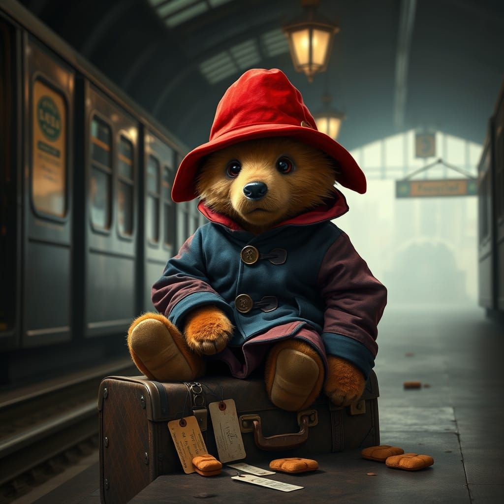 Paddington Bear in Atmospheric Railway Station