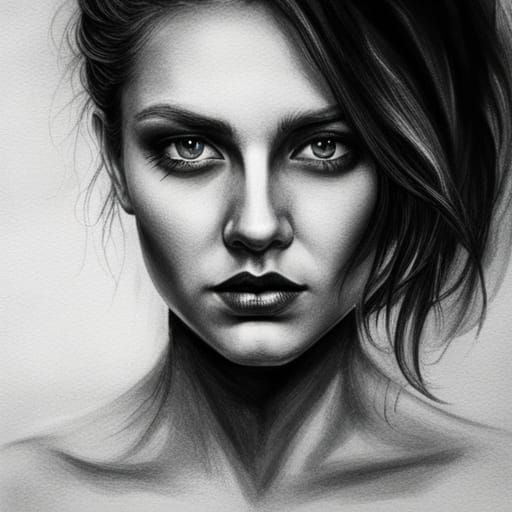 Girl in Halloween Makeup: Charcoal Drawing