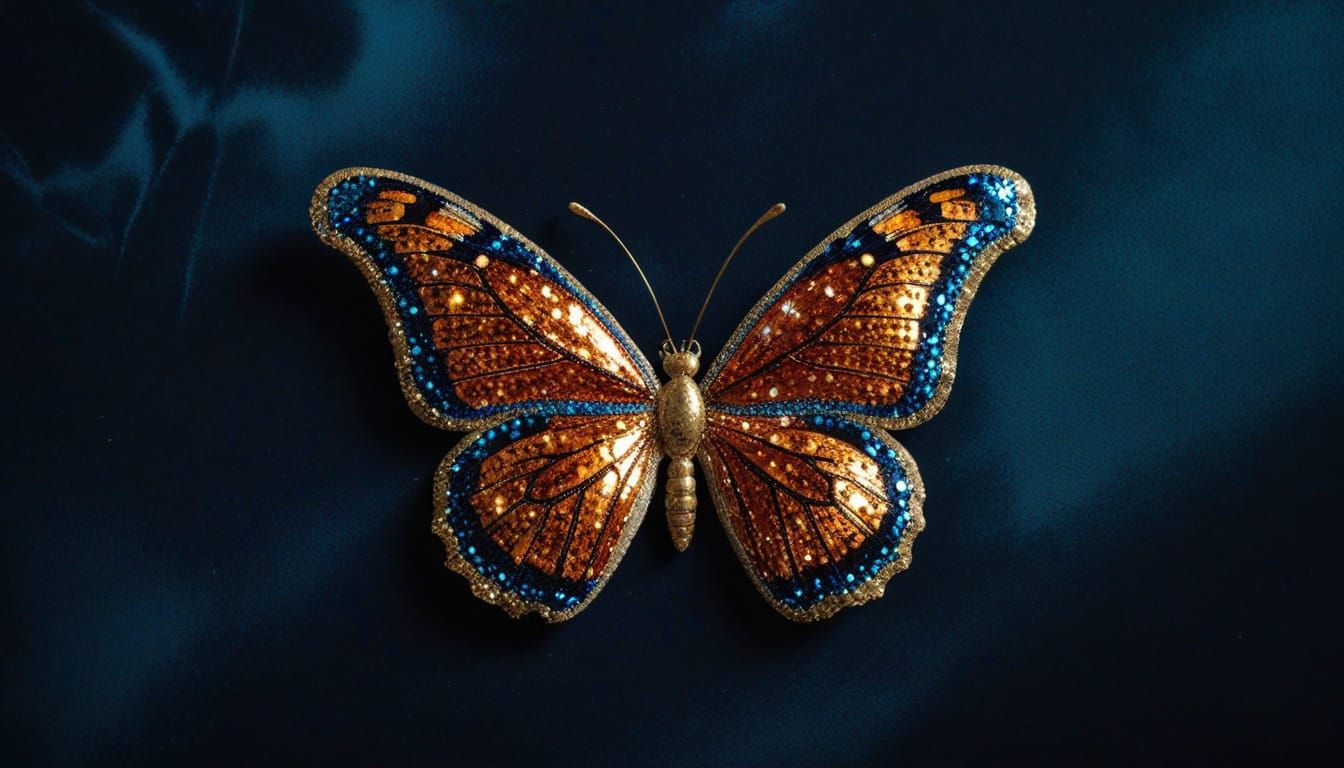 Sequined Butterfly on a Velvet Background