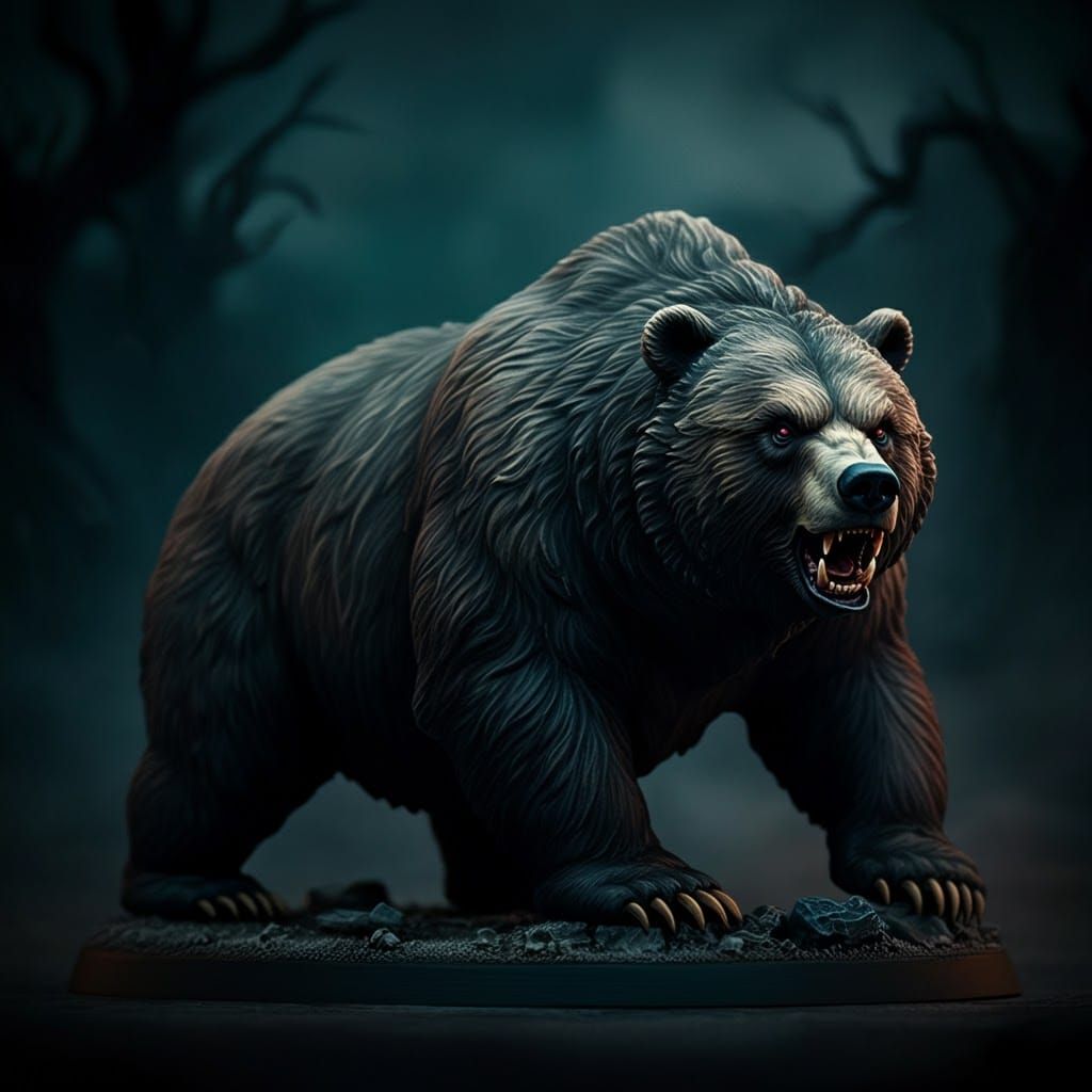 Ominous Kodiak Bears in Elemental Darkness