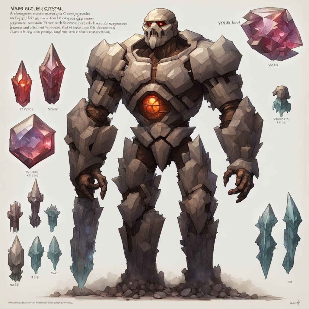 Crystal War Golem with 90s Design Weapons