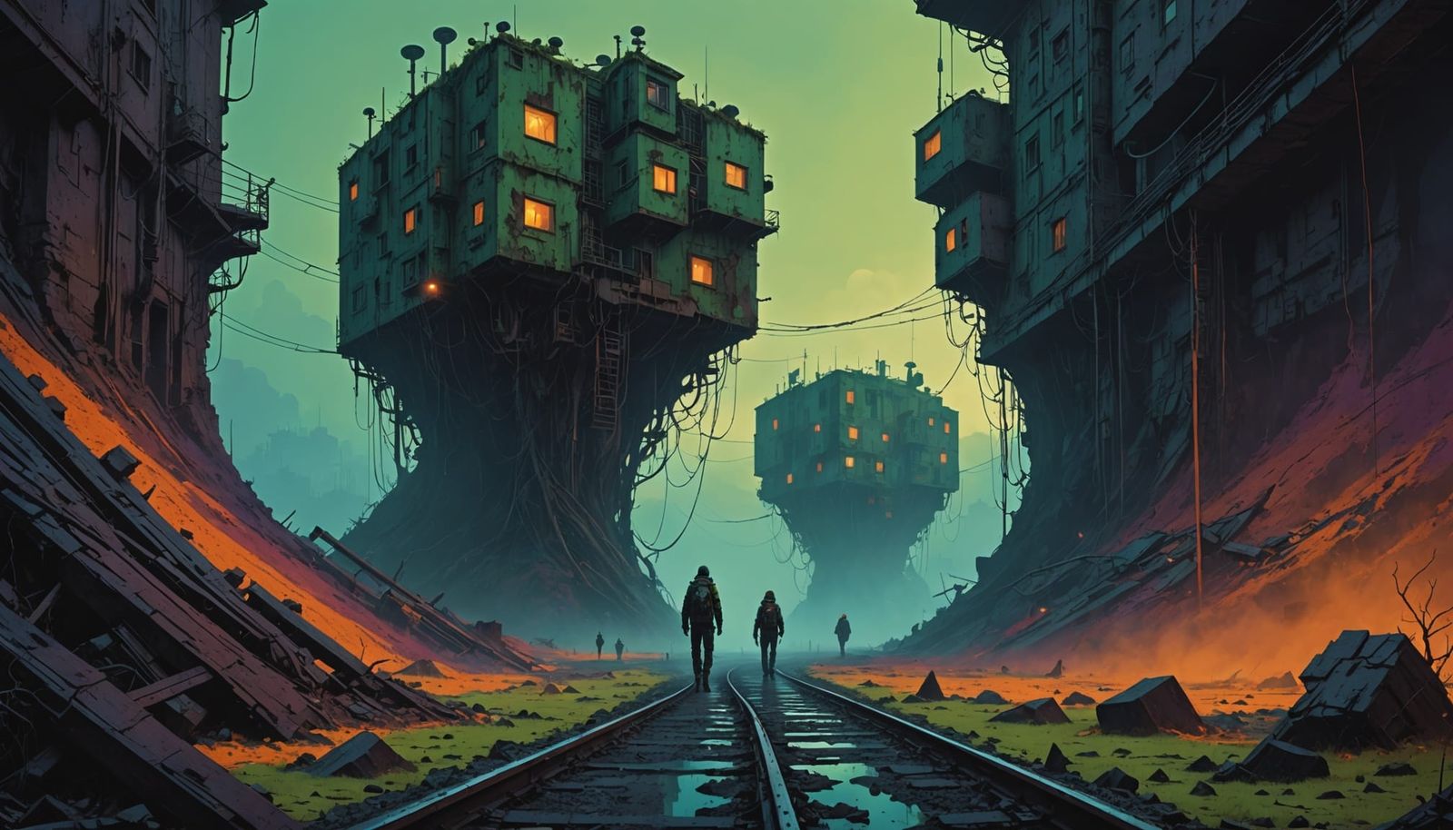 Dystopian Dark Fantasy Sci-Fi Cityscape