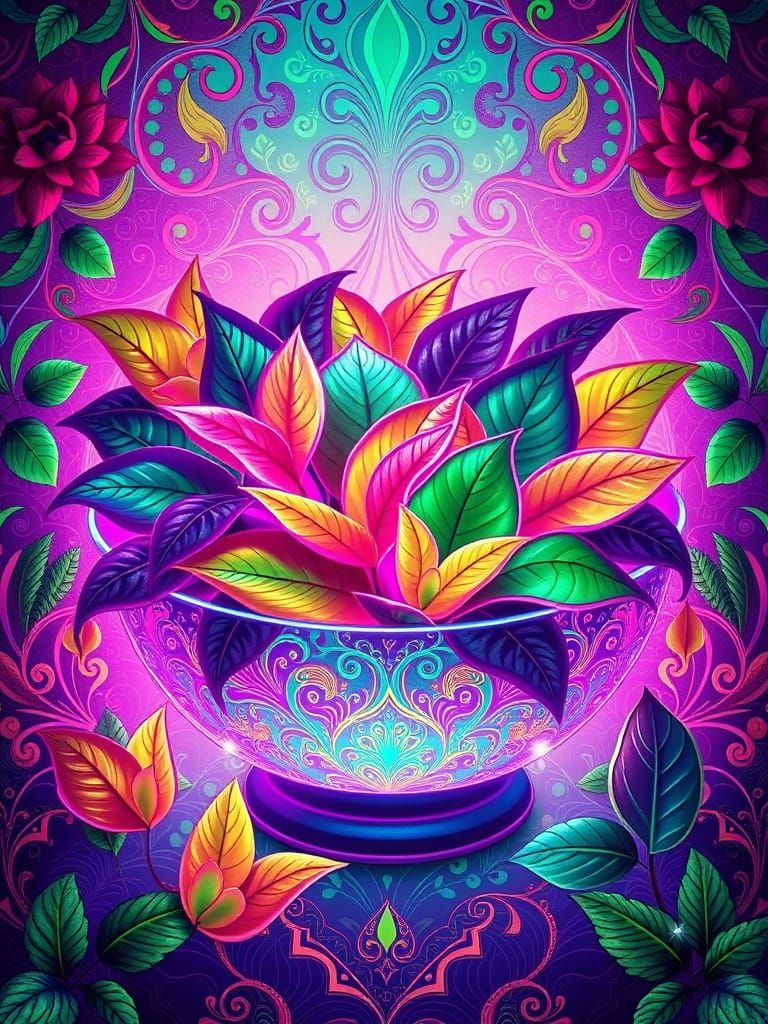 Glowing Greens in Art Deco Psychedelic Style