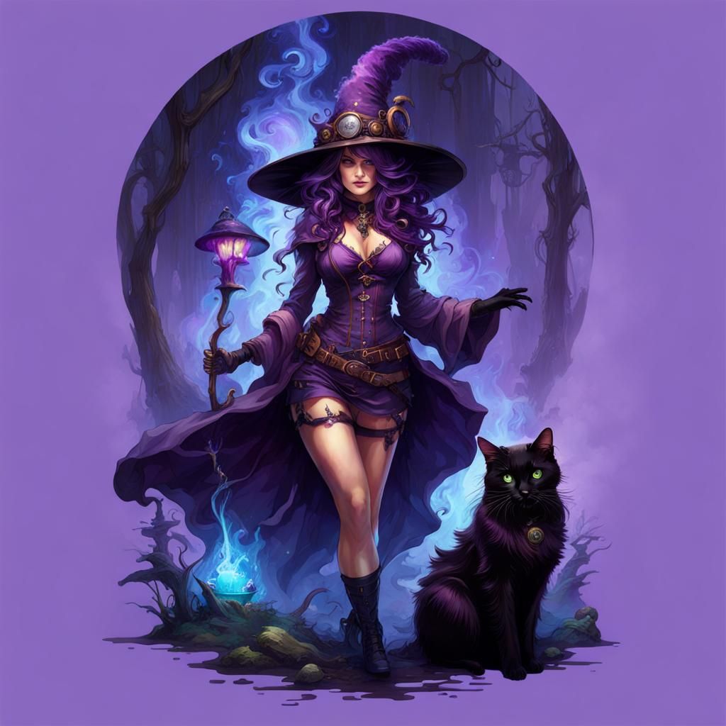 Steampunk Witch in Amazonian Forest