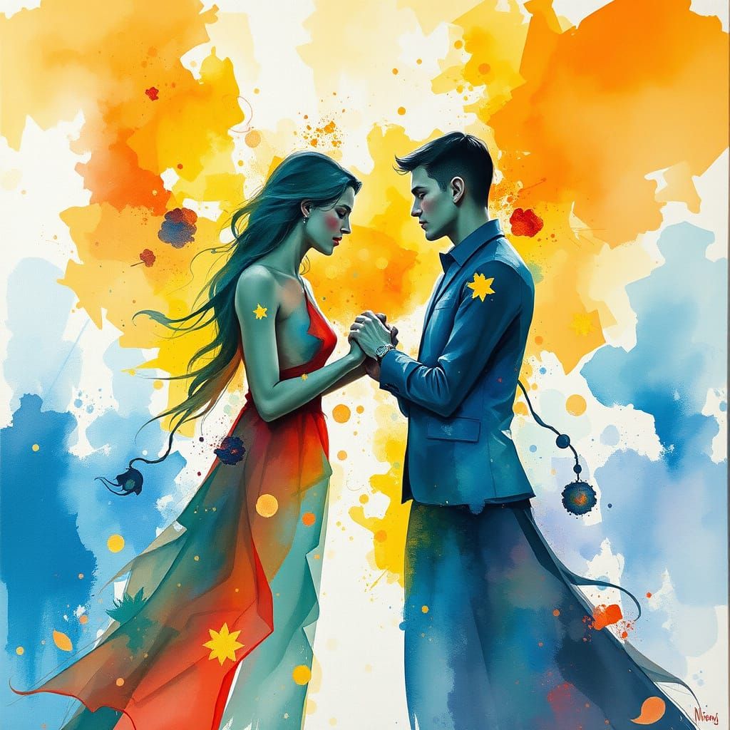 Ethereal Love in Vibrant Gouache