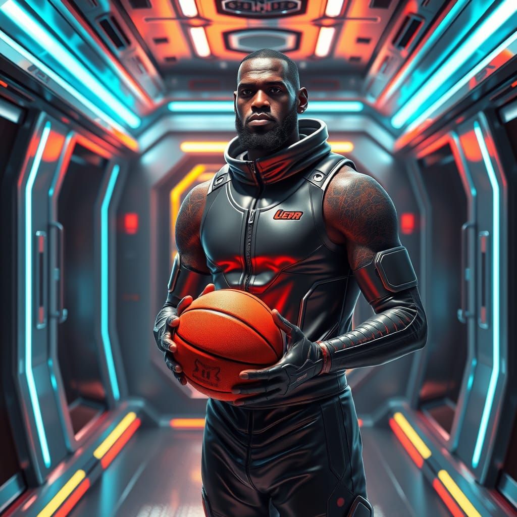 LeBron James in Spacesuit: Futuristic Digital Art