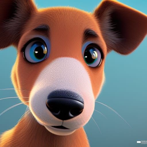 Disney Puppy Snoot Close-up in 3D Digital Art