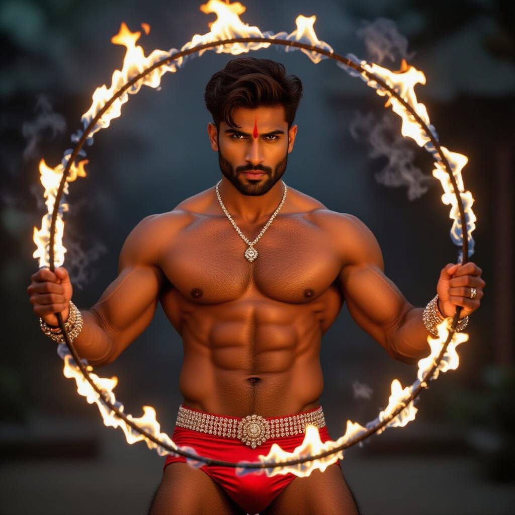 Indian Fire Artist in Photorealistic Style