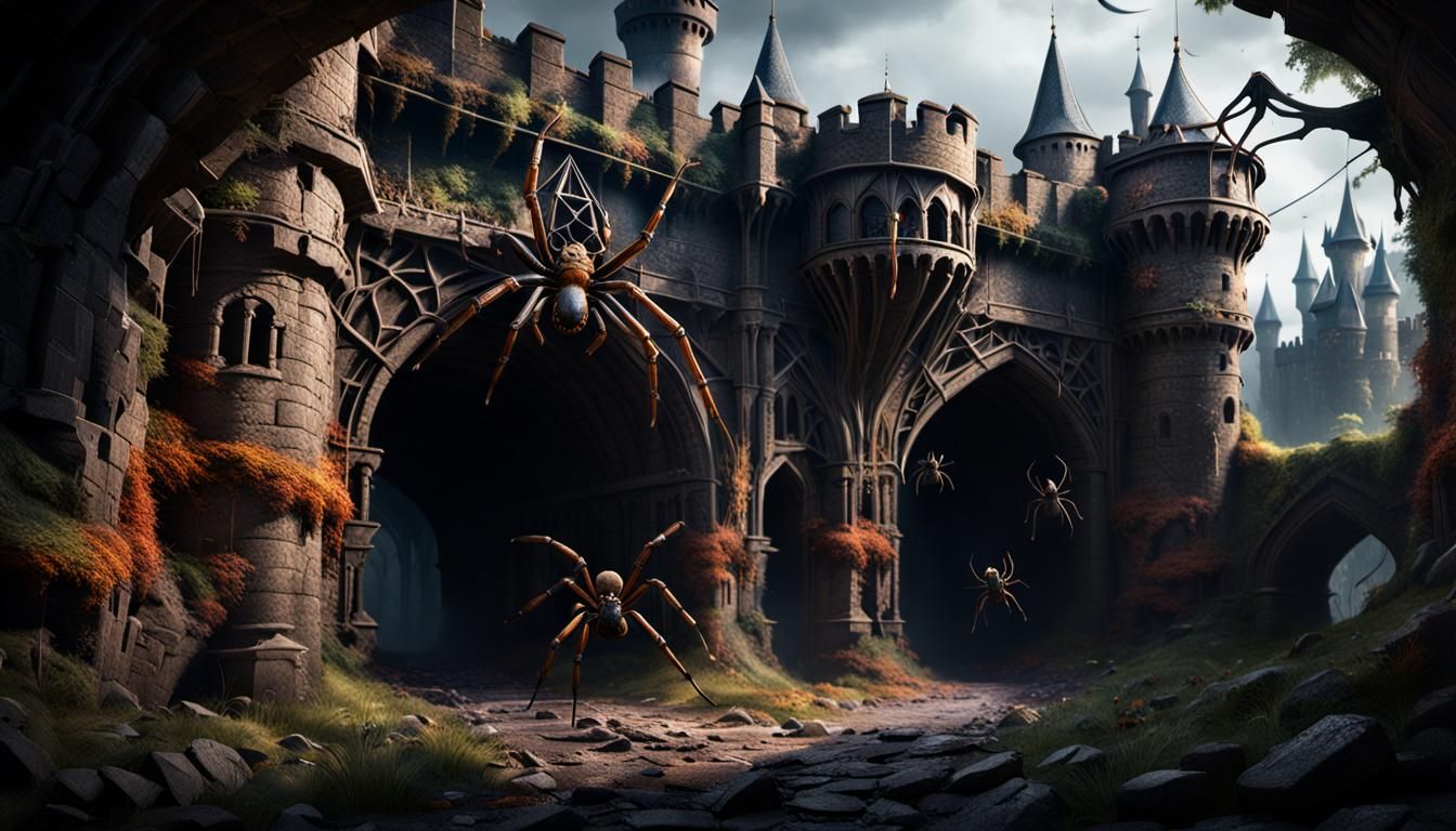 Horrifying Spiders Emerge from Castle Tunnels