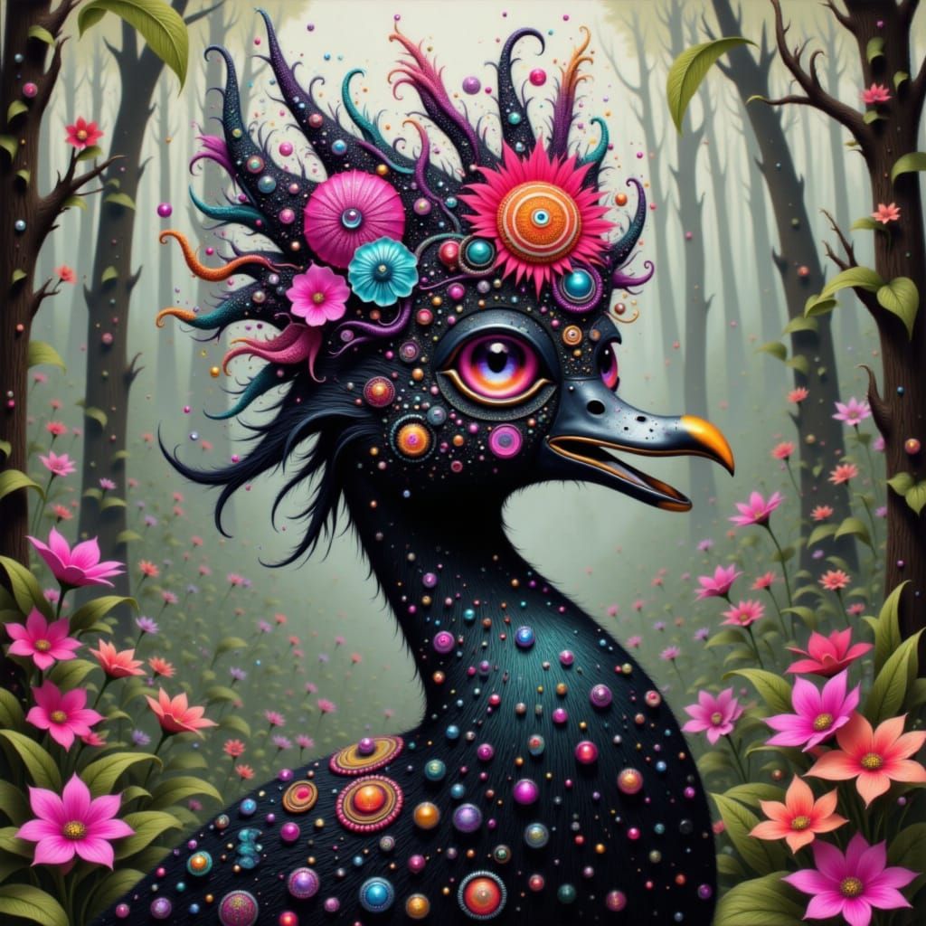 Duck Portrait with Mask in Graffiti Art Style